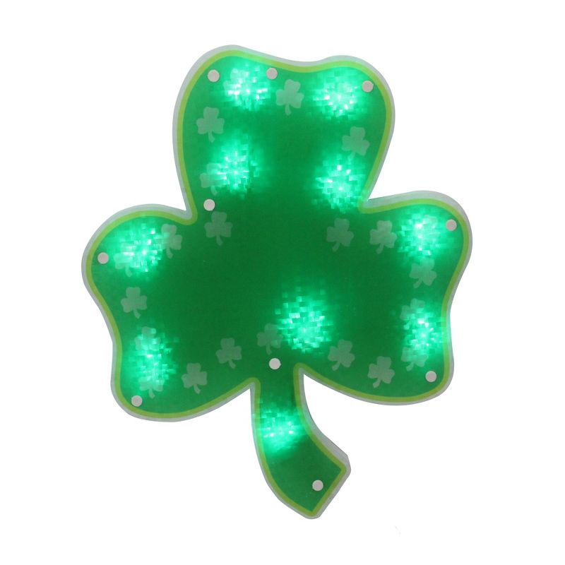Northlight Lighted Green Shamrock St. Patrick's Day Window Silhouette - 14" - Green LED Lights, 3 of 6