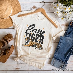Easy Tiger Retro Grunge T-Shirt, Vintage White and Natural Tee With Wild Animal| OrnamentallyYou - 1 of 4
