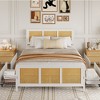 COZONY LED Headboard Platform Bed with 4 Drawers, Boho Cane Design Metal Slat Support No Box Spring Needed - 2 of 4