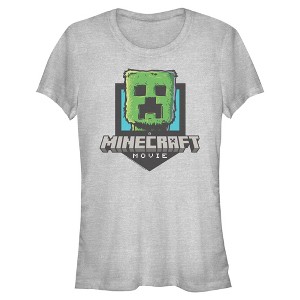 Juniors A Minecraft Movie Creeper Movie Logo T Shirt - 1 of 4