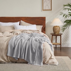 Bedsure | Waffle Weave 100% Cotton Solid Blanket For All Season, Breathable and Soft, Waffle Weave Blanket for Summer Spring, Bed Blanket, Best Gift - 1 of 4