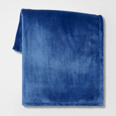Solid Plush Throw Blanket Blue - Room Essentials™