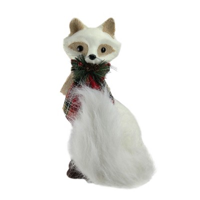 Northlight Fox with Plaid and Burlap Pine Bow Christmas Figure - 13" - Cream