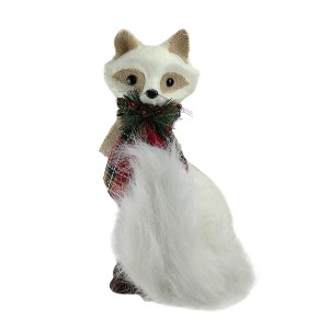 Northlight Fox with Plaid and Burlap Pine Bow Christmas Figure - 13" - Cream - 1 of 2