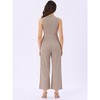INSPIRE CHIC Women's Dressy Casual One Piece Outfits Sleeveless Crewneck Wide Leg Summer Jumpsuit - 3 of 4