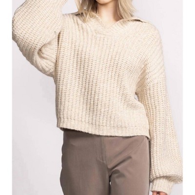 Women's Sloane V Neck Collar Sweater - PINK MARTINI