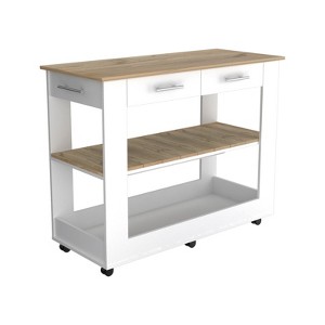 Depot E-Shop Kitchen Island 36" H, Six Casters, Two Drawers, Two Open Storage Shelves, Towel Hanger - 1 of 4