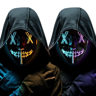 Mask, Halloween LED Mask, 2 Pcs, for Festival Cosplay,  Halloween Costume, Masquerade Parties