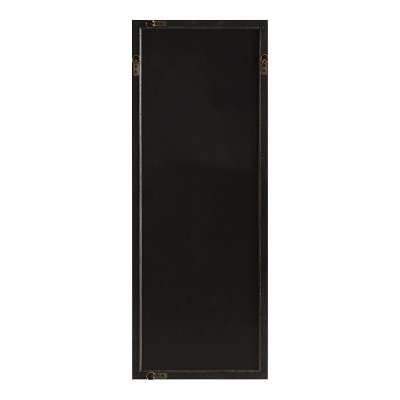 Mavis Black Framed Rectangular Wall Mirror with Geometric Inlay