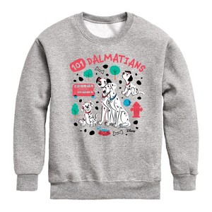 Boys' - 101 Dalmatians - Collage of Dalmatian Family Graphic Long Sleeve Fleece Sweatshirt - 1 of 4