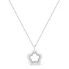 Matte Finished Silver Diamond Accent Flower Satin Finished Pendant Necklace - 2 of 4
