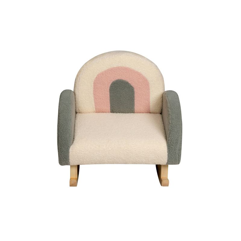 Upholstered Rocking Kids&#39; Chair White/Pink/Gray - Gift Mark, 4 of 5