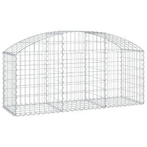 vidaXL Gabion Basket Silver Galvanized iron 59.1 x 19.7 x 23.6/31.5 in - 59.1" x 19.7" x 23.6"/31.5" - 1 of 4