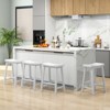 Tangkula 24" Bar Stools Set of 4 Saddle-Seat Counter Height Stools with Rubber Wood Frame & Footrests Backless Wooden Barstools White - 4 of 4