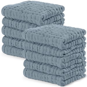Baby Washcloths Muslin Cotton, Large 10”x10” by Comfy Cubs - 1 of 4