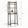 Over Toilet Storage Shelf 3 Tier Bathroom Organizer Freestanding Space Saver with 3 Hooks Black and Rustic Brown Black standard - 3 of 4