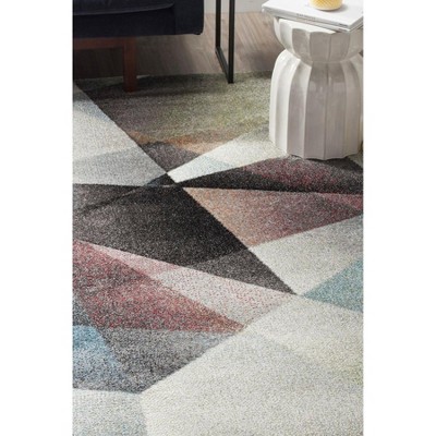 Porcello Grey and Multicolor Geometric Synthetic Area Rug