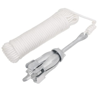 VidaXL Folding Anchor with Rope Silver 7.1 lb Malleable Iron