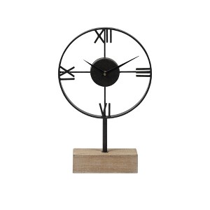 HomeRoots 18" Black Metal Table Clock - 1 of 4