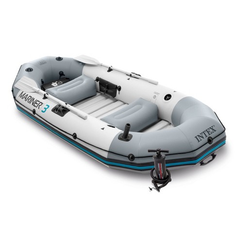 Intex Mariner 3, 3-person Inflatable Dinghy Boat Set With Aluminum Oars And  High Output Air Pump For River And Lake Fishing And Boating : Target