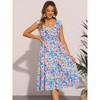 INSPIRE CHIC Women's Floral Print Midi Sleeveless Smocked Ruffle V Neck Flowy Boho Beach Dress - 4 of 4