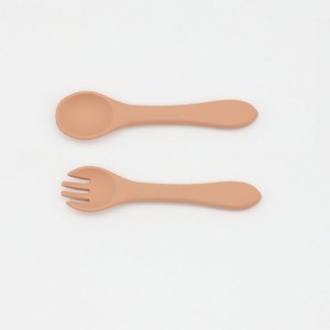 MyKids-USA Baby Food Grade Complementary Food Training Silicone Spoon Fork Sets - 1 of 4