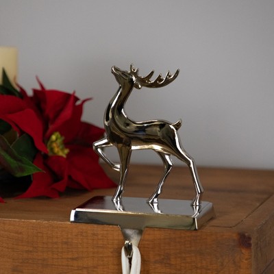Silver Metal Reindeer Christmas Stocking Holder