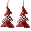 Northlight Sequined and Checkered Tree Christmas Ornaments - 5" - Red - Set of 2 - 4 of 4