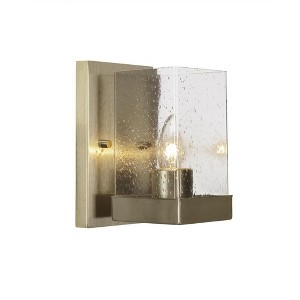 Toltec Lighting Nouvelle 1 - Light Sconce in  New Aged Brass with 4" Square Clear Bubble Shade - 1 of 1