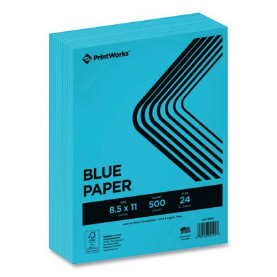 PrintWorks Professional Color Paper, 24 lb Text Weight, 8.5 x 11, Blue, 500/Ream