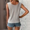 Womens Summer V Neck Tops Knitted Sleeveless Tank Top Cable Knit Sweater Vest Casual  Tee Shirts - 2 of 4