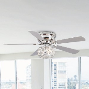 Parrot Uncle 48" Modern Chrome Crystal Ceiling Fan with Light and Remote Flush Mount Ceiling Fan for Kitchen Bedroom Living Room - 1 of 4