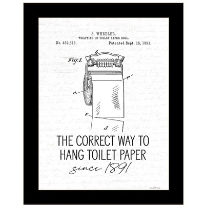HomeRoots Correct Way to Hang Toilet Paper Black Framed Print Bathroom Wall Art