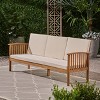 Carolina Acacia Wood Patio Sofa Teak - Christopher Knight Home: Weather-Resistant Outdoor Couch with Cushions - 2 of 4