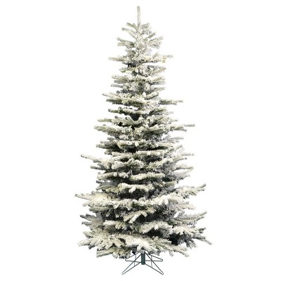 Vickerman Flocked Slim Sierra 6.5 Foot Tall Unlit Frosted Full Body Artificial Christmas Tree