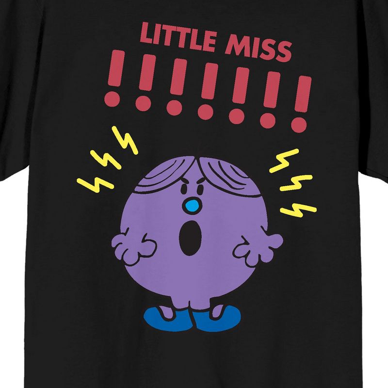 Mr. Men And Little Miss Meme Little Miss !!!!!!! Crew Neck Short Sleeve Women's Black T-shirt, 2 of 4
