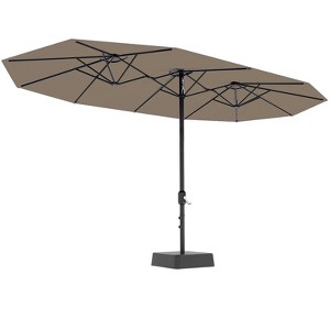15FT Large Patio Umbrella with Base Included, Oversized Shade for 2-8 People, Double-Sided Rectangle Umbrella, Weighted Base for Pool, Deck, Backyard - 1 of 4