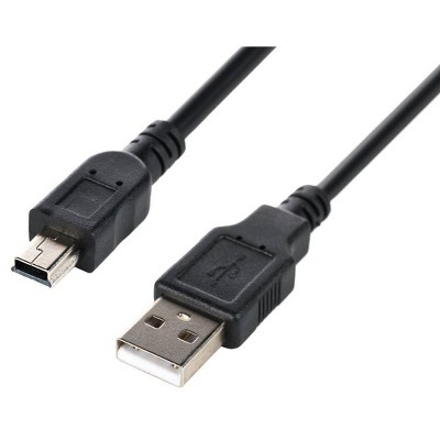 USB 2.0 A Male To Mini B Male 5-Pin Nickel-Plated Cable - 3 Feet Black