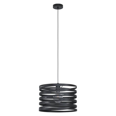 EGLO Cremella Pendant with Spiral Shade Black Finish: Contemporary Dining Room Ceiling Light, ETL Listed