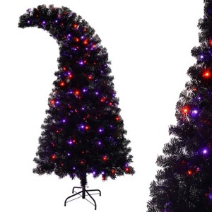 SEVOBAL 6ft Gothic Christmas Tree Whimsical Tilted Xmas Tree Lush Full Artificial Holiday Deco Indoor Sturdy Dark Style, Black, 27.99"*29.5"*108" - 1 of 4