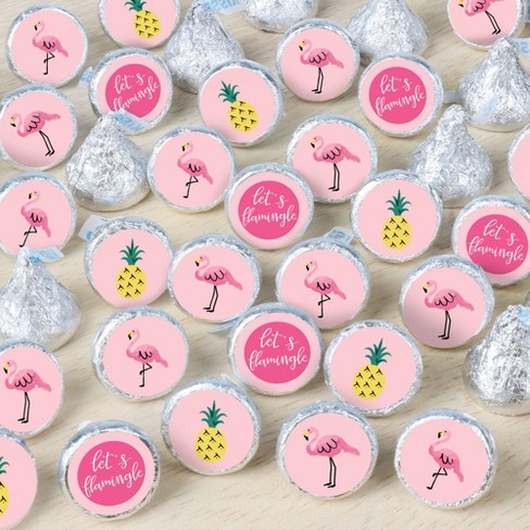 Big Dot of Happiness Pink Flamingo - Party Like A Pineapple - Tropical Summer Party Small Round Candy Stickers - Party Favor Labels - 324 Count