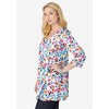 Woman Within Plus Size Perfect Printed Three-Quarter-Sleeve V-Neck Tunic - 4 of 4