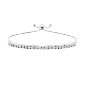 GILDED 1/2 Cttw Natural Diamond Bolo Bracelets for Women | Sterling Silver Bracelet | Fine Jewelry for Her | Timeless Design | Gift Box Included - 1 of 2