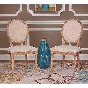 Set of 2 Manchester Upholstered Oval Back Chairs Natural - Linon - 1 of 4