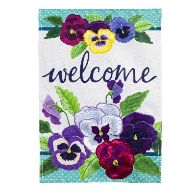 Evergreen Pansy Garden Garden Burlap Flag 12.5 x 18 Inches Indoor Outdoor Decor