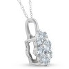 Pompeii3 5/8Ct Diamond Halo Pendant White Gold 14k 18" Necklace - 2 of 4