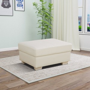 DOMETOUR 36.3" White Genuine Cow Leather Ottoman for Living Room - 1 of 4