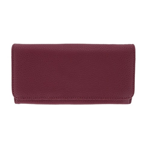 Buxton Women's Solid Colored Vegan Leather Bianca Clutch Wallet, Merlot ...