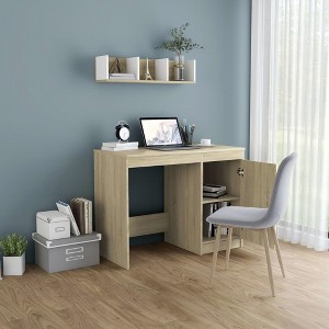 Clihome 39.4 Inch Modern Sonoma Oak Computer Desk with Built-in Storage Cabinet for Home Office - 1 of 4