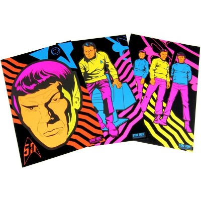 Crowded Coop, LLC Star Trek TOS Black Light Posters, Set of 3